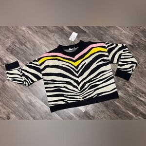 NwT THML Colorful ZEBRA Sweater CROP Large